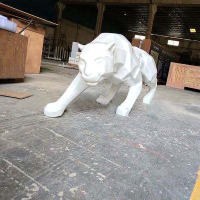 公園白鋼切面、電鍍、拋光、拉絲豹子雕塑