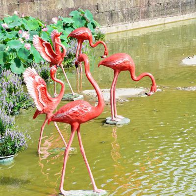 仿真火烈鳥，玻璃鋼仿生動物雕塑