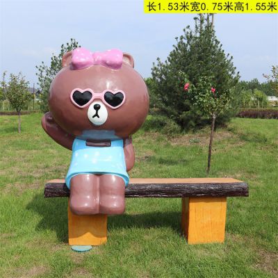 卡通維尼熊裝飾座椅，公園園林休息長凳子
