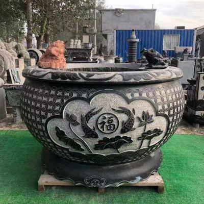 青石大水缸，石雕缸