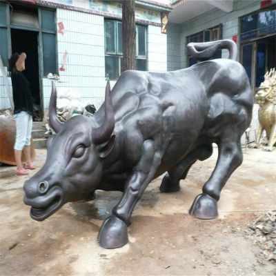 戶(hù)外園林玻璃鋼仿銅農(nóng)耕牛雕塑