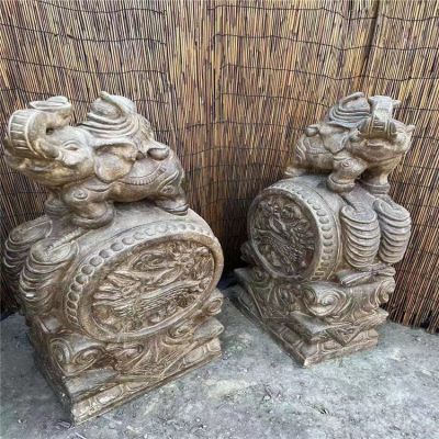 招財(cái)門墩，大象抱鼓石