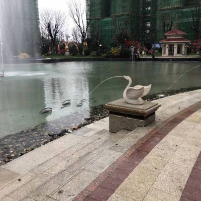 大理石石雕戶(hù)外園林流水?dāng)[件天鵝雕塑