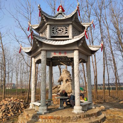 村莊戶(hù)外景觀仿古建筑兩層斗拱涼亭雕塑