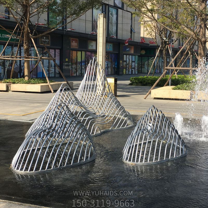 城市不銹鋼景觀(guān)雕塑定制園林小區(qū)標(biāo)志擺件創(chuàng)意水景抽象假山雕塑