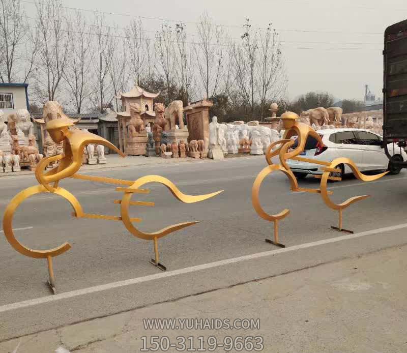抽象仿真不銹鋼鐵藝騎單車雕塑 抽象仿真不銹鋼鐵藝騎單車雕塑