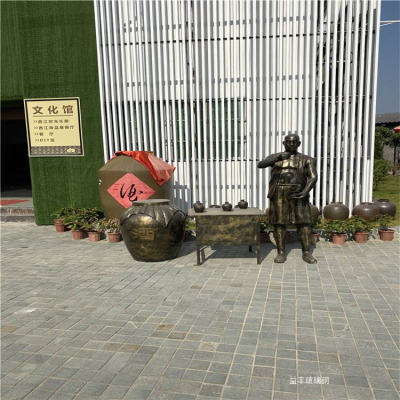 玻璃鋼仿銅人物雕塑，酒文化系列之賣酒場景雕塑