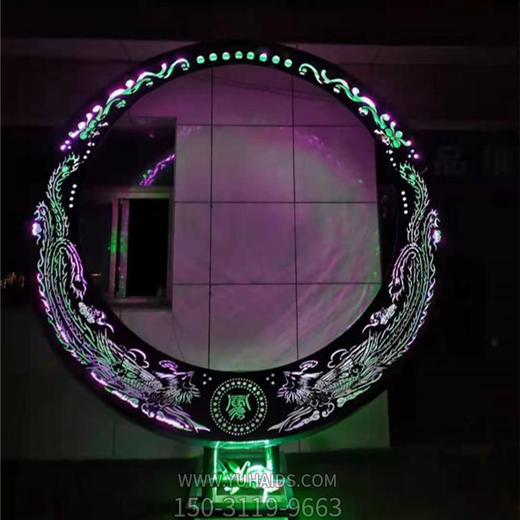 廣場(chǎng)不銹鋼鏤空太陽能夜晚照明擺件圓環(huán)雕塑