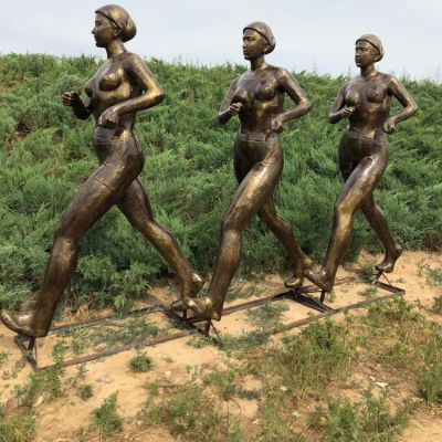 競走人物塑像，玻璃鋼仿銅運(yùn)動主題人物雕塑