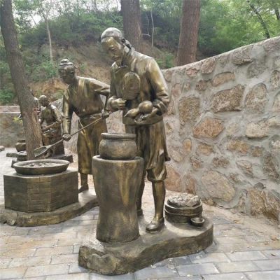制藥人物場景雕塑，古代煉藥制藥情景雕塑