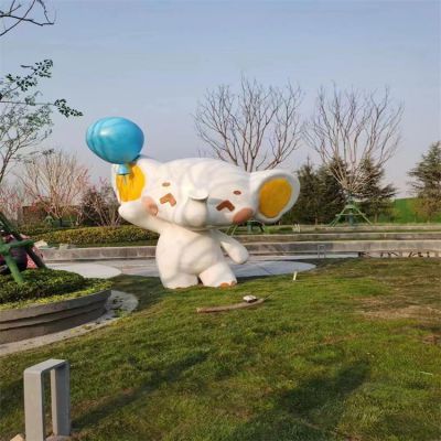 公園兒童樂(lè)園戶(hù)外擺放裝飾玻璃鋼卡通彩繪小象雕塑