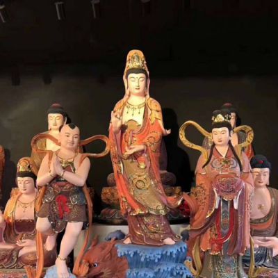 玻璃鋼大型寺廟創(chuàng)意景區(qū)觀(guān)音雕塑擺件