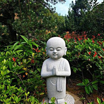 公園景區(qū)砂石石雕園林景觀(guān)小沙彌雕塑
