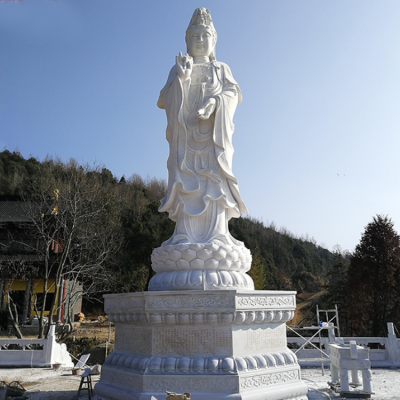 觀音佛像，漢白玉滴水觀音石雕石像