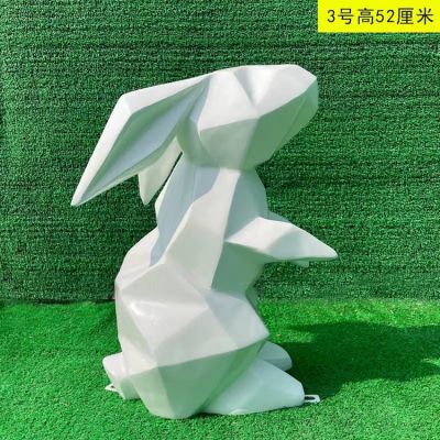 站立的兔子，幾何抽象玻璃鋼兔子