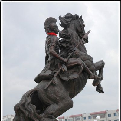 園林景觀(guān)玻璃鋼仿銅騎馬的人物景觀(guān)