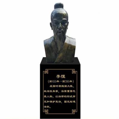 李悝頭像，玻璃鋼歷史名人銅雕胸像