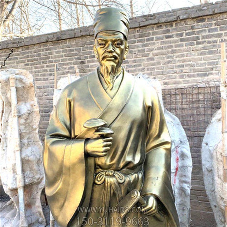 校園廣場玻璃鋼仿銅漆金古代名醫(yī)來設置雕像雕塑