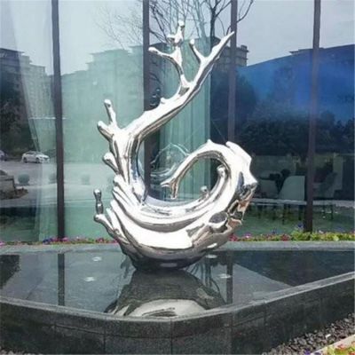 不銹鋼浪花雕塑，園林水景裝飾景觀擺件