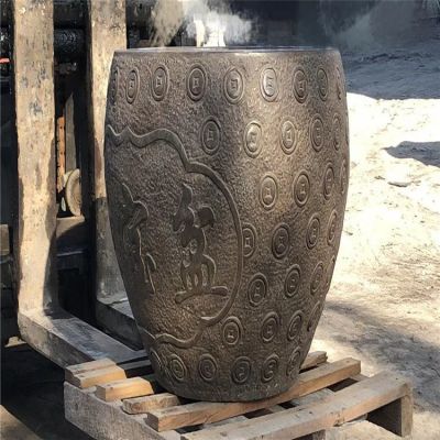 聚寶盆，仿古石雕，招財擺件