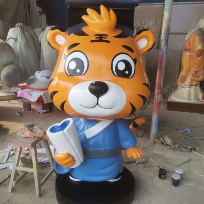 卡通老虎，玻璃鋼老虎雕塑擺件