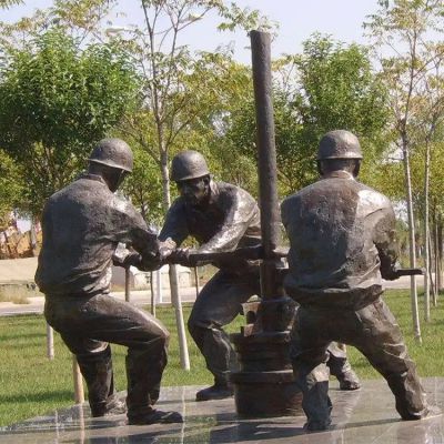 鉆井，民俗生活人物銅雕場景雕塑
