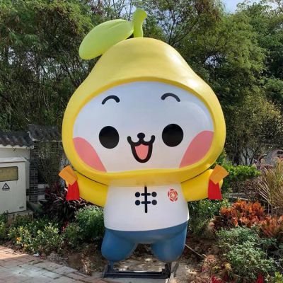 玻璃鋼鴨梨公仔，卡通植物公仔雕塑