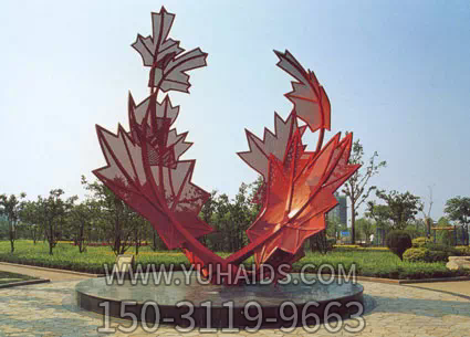 戶外景區(qū)大型不銹鋼鏤空紅色楓葉樹葉雕塑 戶外景區(qū)大型不銹鋼鏤空紅色楓葉樹葉雕塑
