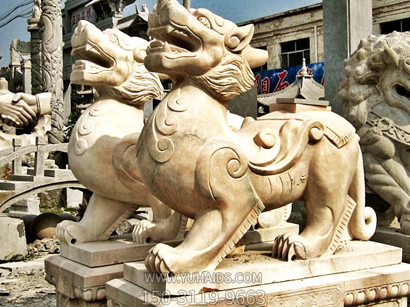 庭院寺廟大理石石雕神獸貔貅雕塑 庭院寺廟大理石石雕神獸貔貅雕塑