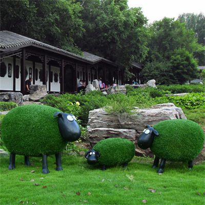 草皮肖恩羊，綠色可愛綠植動物擺件