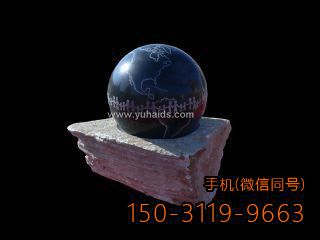 單層紅色、黑色大理石風水球雕塑