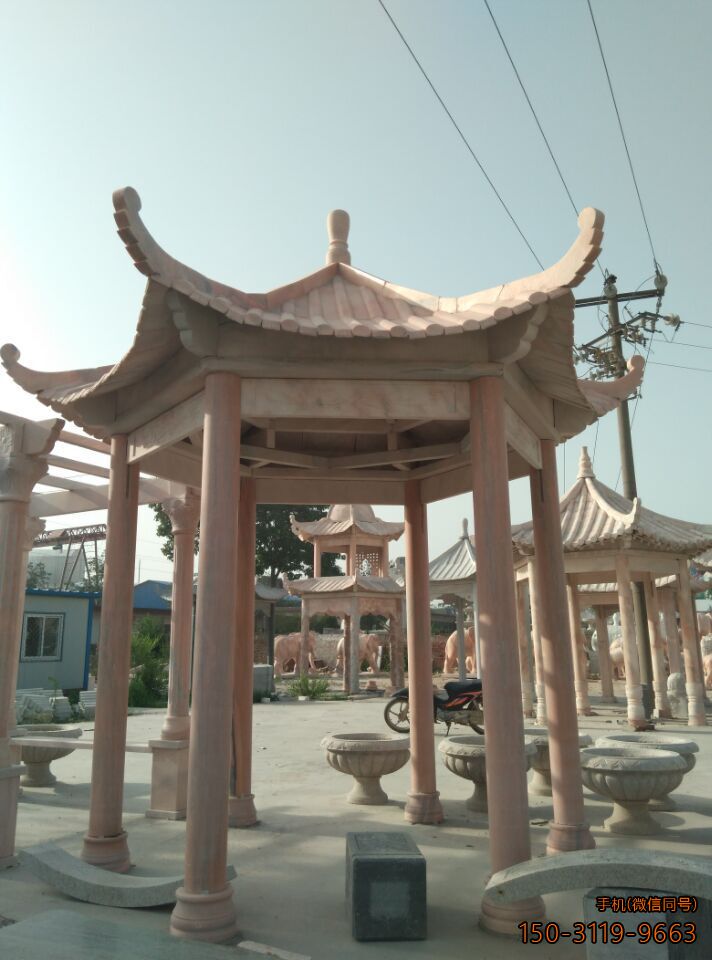 晚霞紅單層、單檐、加厚、六角涼亭